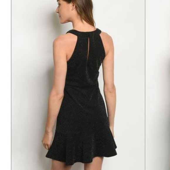 BLACK SILVER DRESS Sleeveless halter - Picture 2 of 2